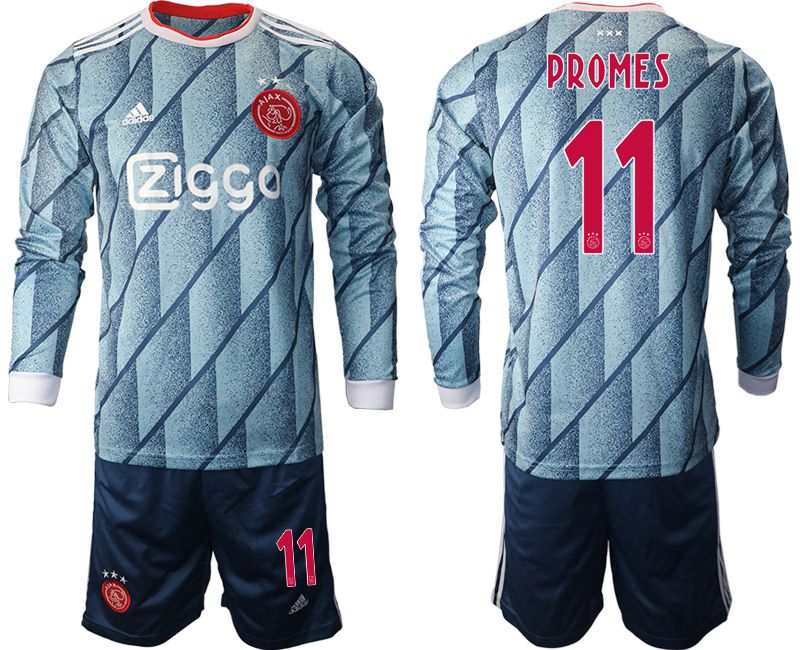 Men 2020-2021 club ajax away long sleeve #11 blue Soccer Jerseys